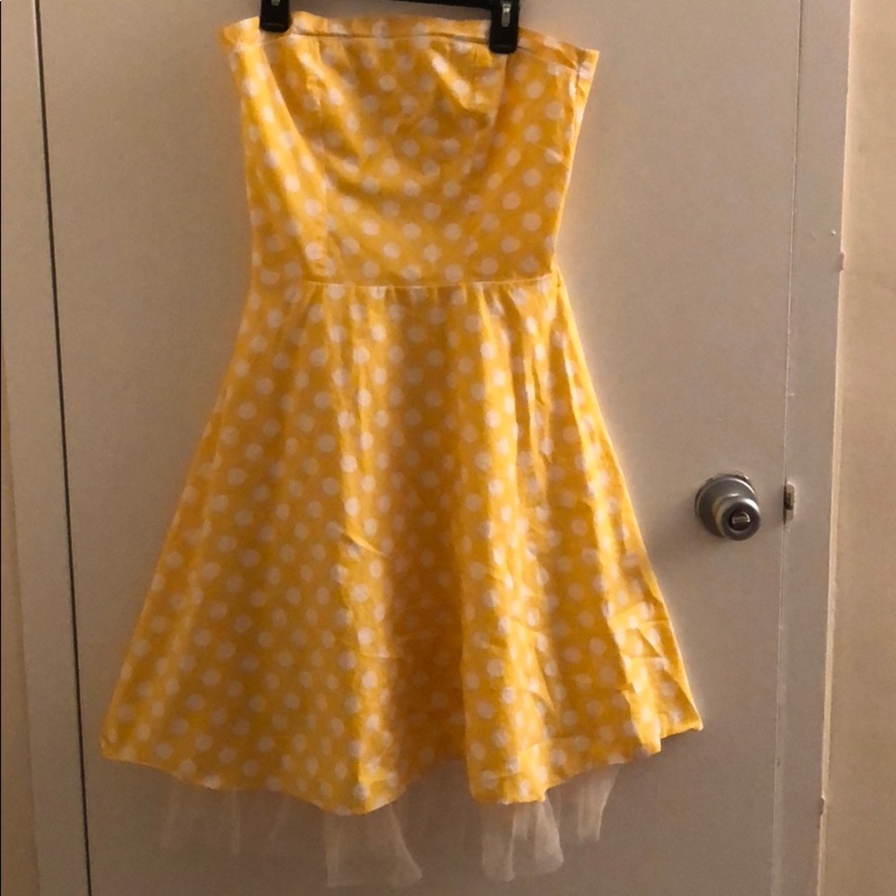 Beautiful yellow and white polka dot dress